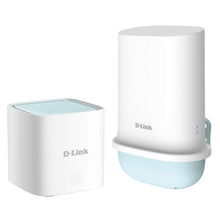 Dlink DWP-1010KT CPE 5G-router og AX1500 wifi-router, hvid, kubeformet og høj model med Dlink-logo, mesh-understøttelse.