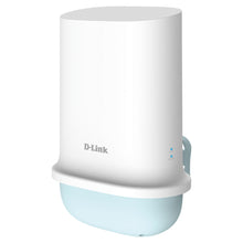 Dlink DWP-1010KT 5G WiFi 6 AX1500 router, hvid/blå, afrundet rektangulær, Dlink-logo foran, sideindikatorlys.