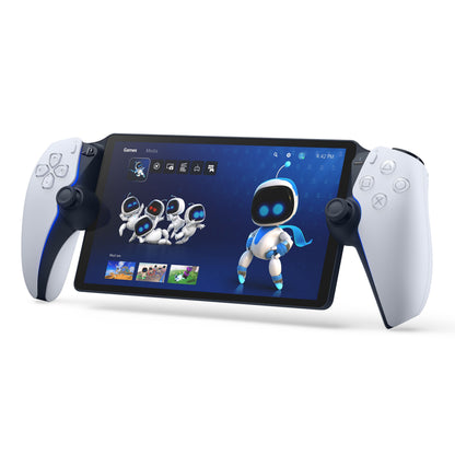 Sony Playstation Portal Fjernspiller håndholdt med hvidt controller-design og stor skærm til fjernspil på PlayStation 5.