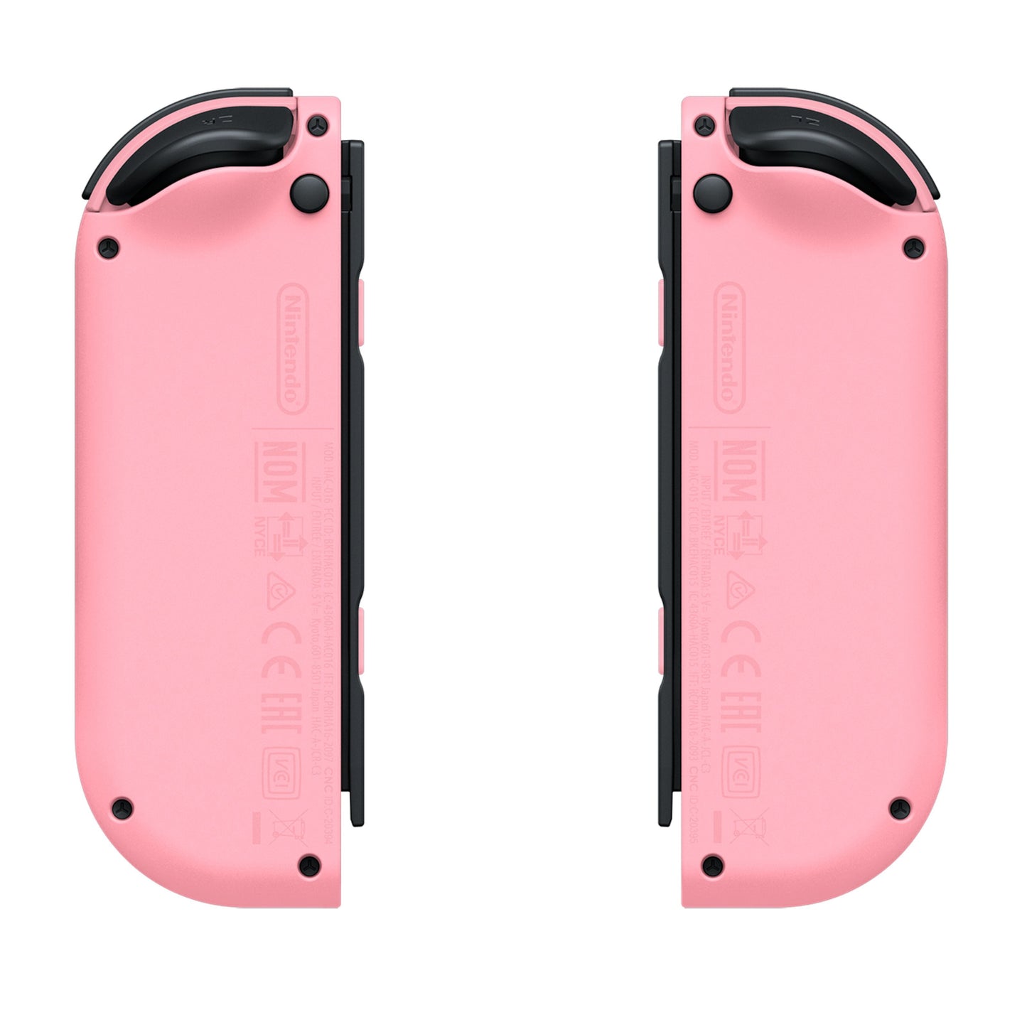 Nintendo Joy-Con par, lyserød, bagsiden vises, for at kontrollere side om side.