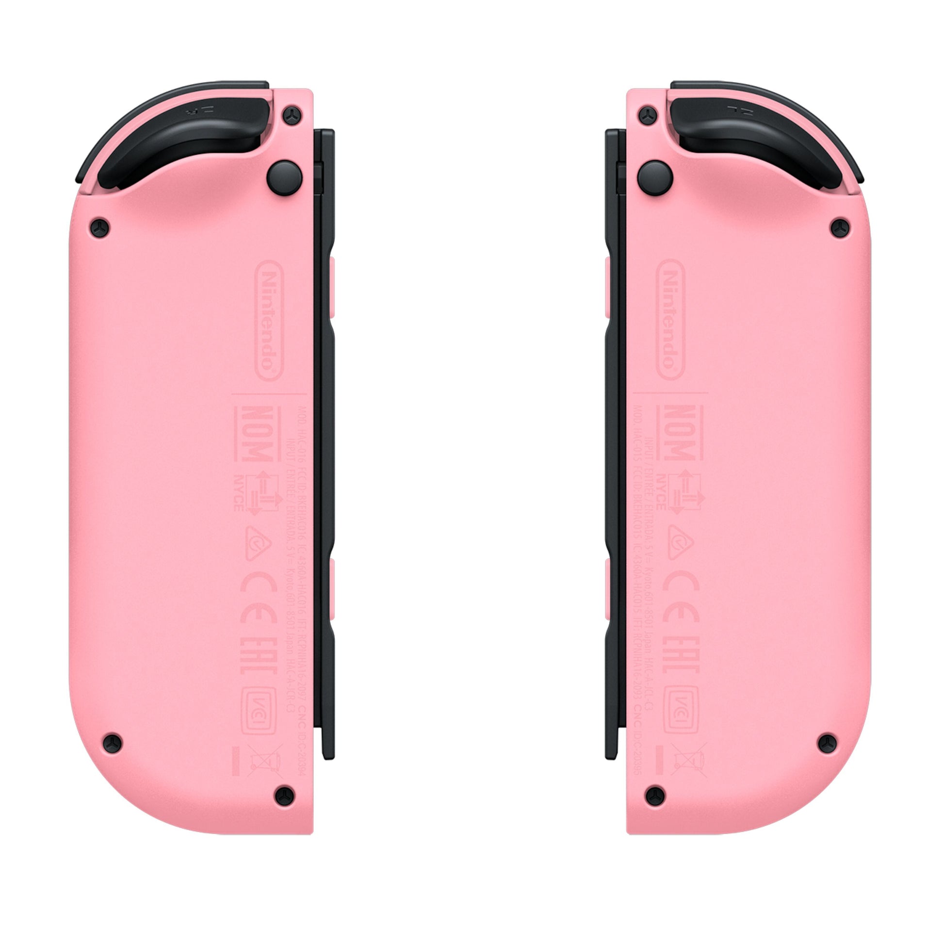 Nintendo Joy-Con par, lyserød, bagsiden vises, for at kontrollere side om side.