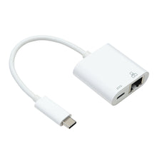 Gigabit-netværkskort USB-C kort kabel, med USB-C, Ethernet og USB-A port, PD-opladning, til Chromecast eller computer.