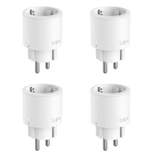 TP-Link Tapo P115 Smart Wifi-fjernstrømsafbryder 4-pak, energimåling, to runde ben hver, arrangeret i 2x2 gitter.