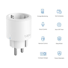 TP-Link Tapo P115 Smart WiFi-fjernstrømsafbryder 4-pak med energimåling, smart home-integration og relevante ikoner.