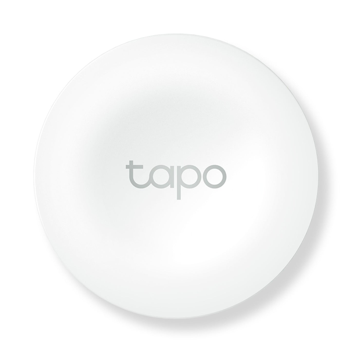 TP-Link Tapo S200B rund hvid smart fjernbetjening med gråt "tapo"-logo i midten.