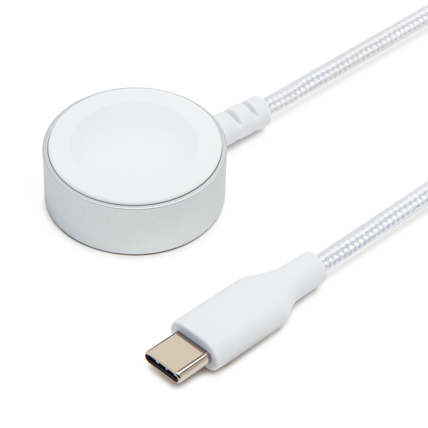 Linocell Apple Watch opladningskabel 1,2 m flettet USB-C kabel med magnetisk opladningspad til Apple Watch.