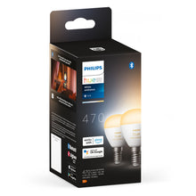 Philips Hue Luster Kuglelampe White Ambiance E14 470 lm 2-pak med Bluetooth, Alexa og Google Assistant, 4000K.