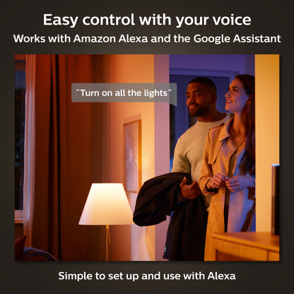 Philips Hue White Ambience E27 Smart LED-pære 800 lm 2-pak, virker med Alexa og Google Assistant, stemmestyring.