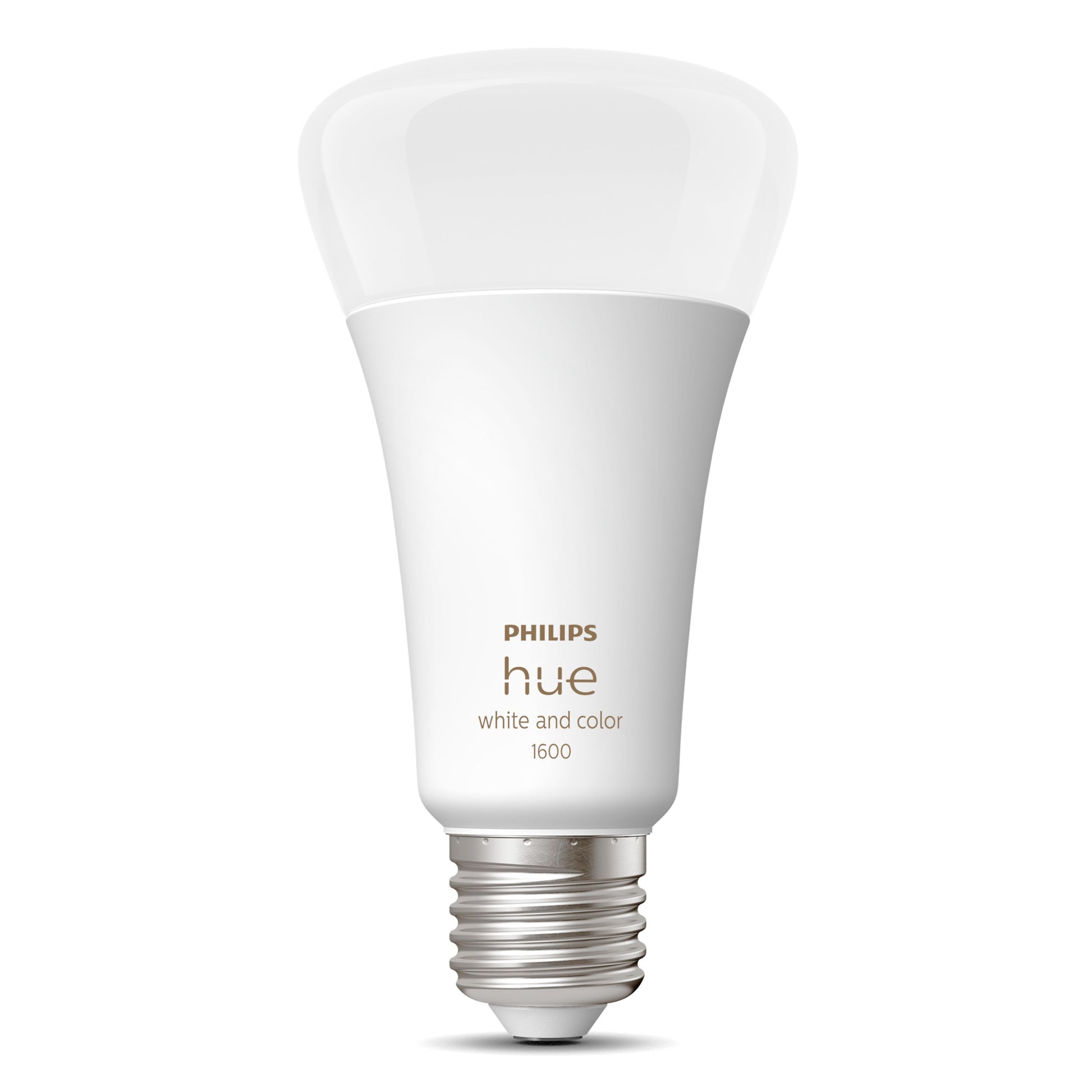 Philips Hue Color Ambiance Smart LED-pære E27 1600 lm hvid sokkel klar top.