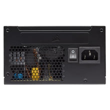 Corsair CX650 650W Bronze strømforsyning til gaming pc, sort med honeycomb ventilation, tænd/sluk-knap og 3-polet stik.
