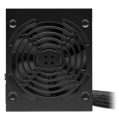 Corsair CX650 650W Bronze strømforsyning med stor topventilator, grill, fire hjørneskruer og flettede højresidekabler.