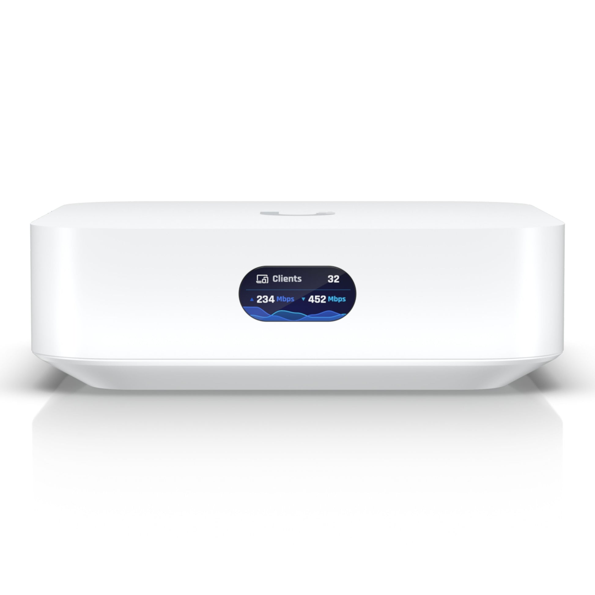 Ubiquiti UniFi Express Gateway og Accesspunkt hvid Wifi 6, digitalt display med 32 tilslutninger, 234/452 Mbps.