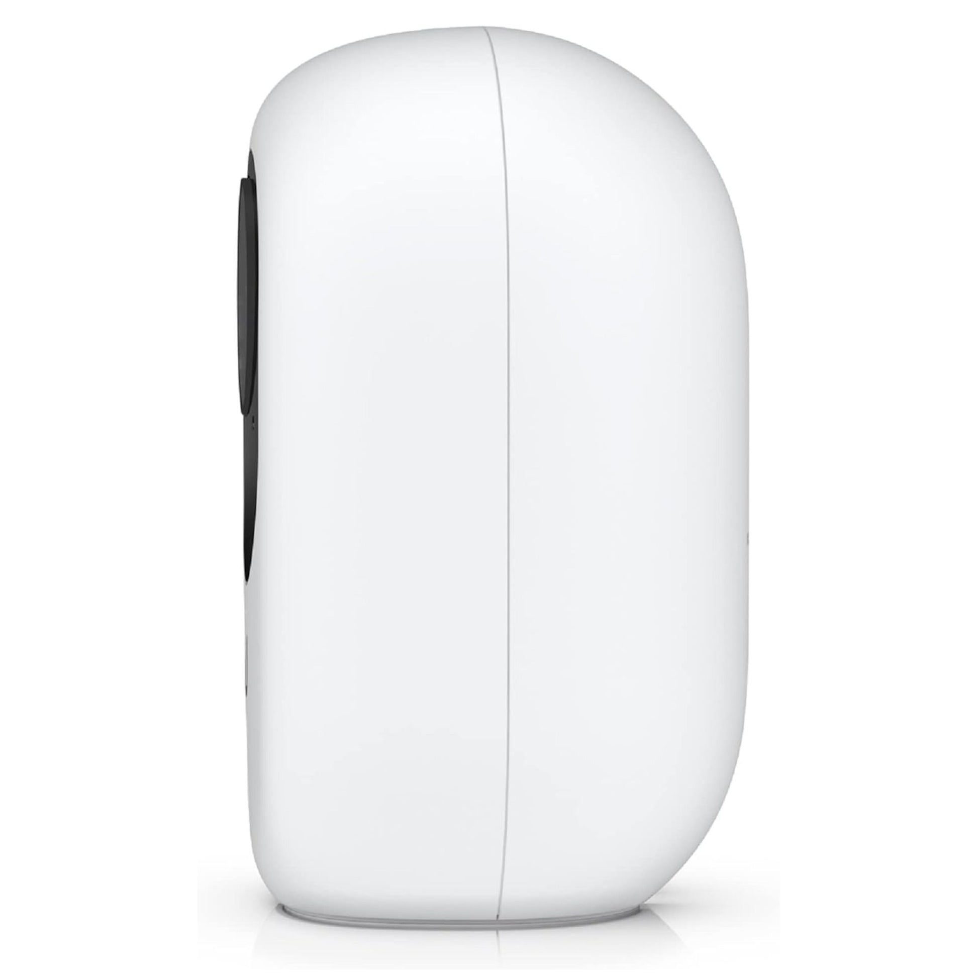 Ubiquiti G4 Instant overvågningskamera, hvid, kompakt sideprofil med glat overflade og Unifi-logo.