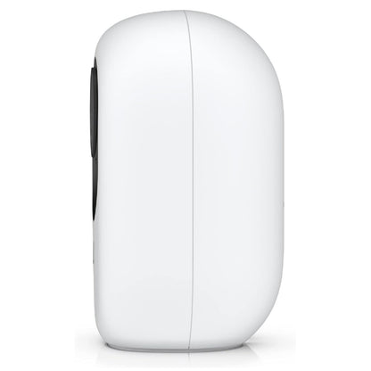 Ubiquiti G4 Instant overvågningskamera, hvid, kompakt sideprofil med glat overflade og Unifi-logo.