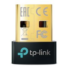 TP-Link Bluetooth 5.3 USB adapter sort med guldfarvet stik, EAC, CE og FCC mærker samt hvidt og blåt TP-Link logo.