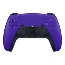 Sony DualSense V2 trådløs controller til PS5, lilla, frontvisning med sorte analoge sticks, knapper og triggere.