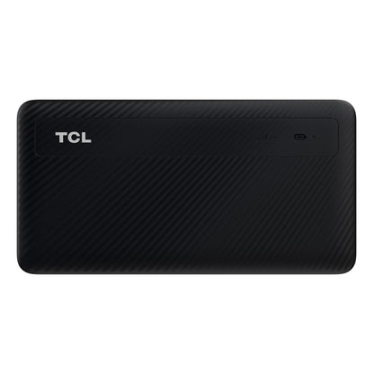 TCL Router MW42V sort, bærbar med tekstureret overflade, indikatorlys til højre, TCL-logo til venstre.