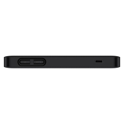 TCL Router MW42V sort, power-knap, WPS-knap og micro USB-port synlige på siden egnet til mobilt bredbånd.