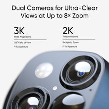 Eufy SoloCam S340 trådløst overvågningskamera med solpanel, dual-lens 3K vidvinkel 135° F/1.6 og 2K telefoto, op til 8x zoom.