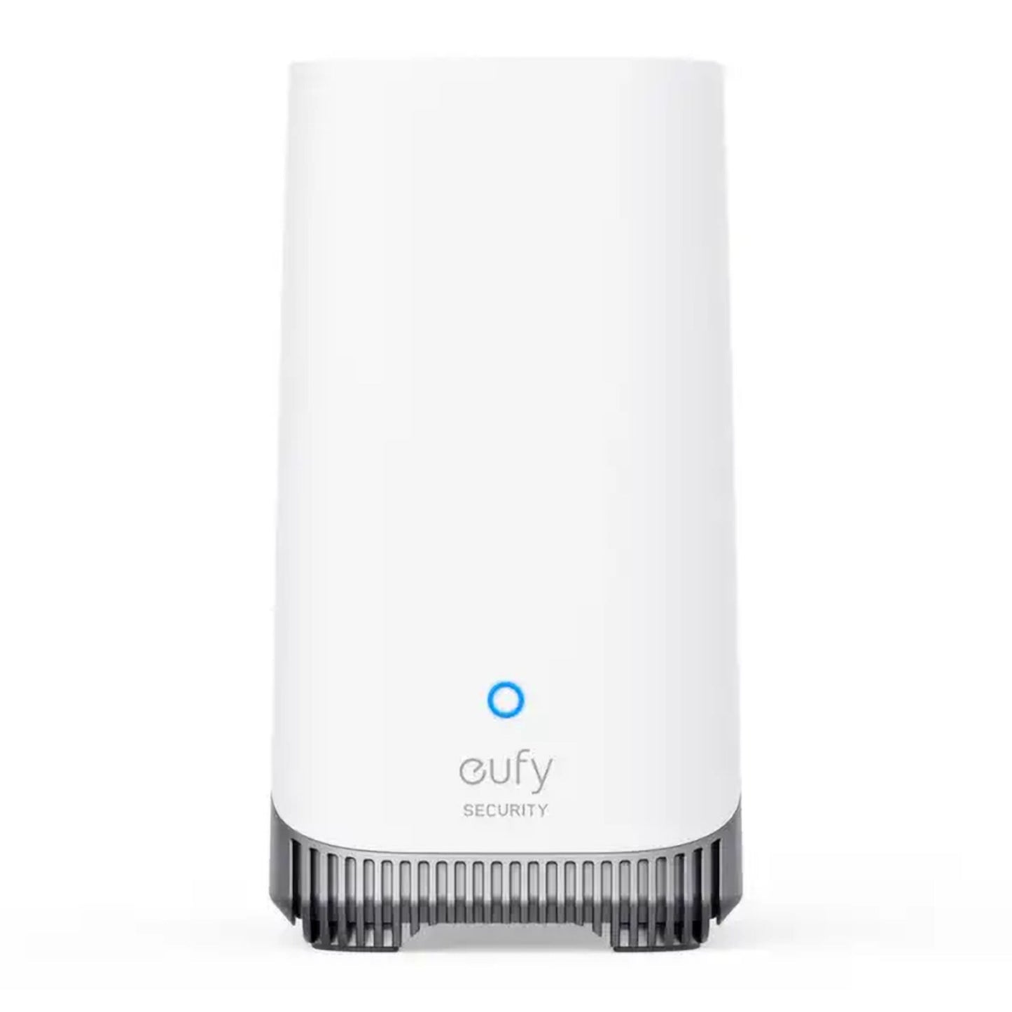 Eufy S380 HomeBase 3 16GB hvid, rektangulær, blå cirkulær lysring foran, sorte ventilationsåbninger nederst.