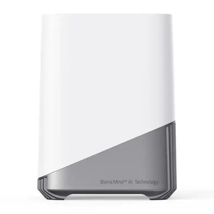 Eufy S380 HomeBase 3 16 GB hvid top, grå bund, "BionicMind™ AI Technology" tekst på fronten.