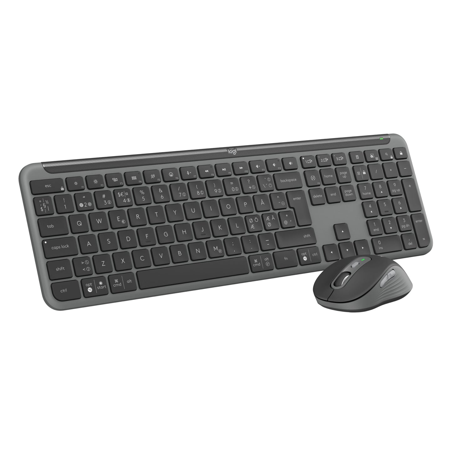 Logitech MK950 Signature Slim trådløst tastatur og mus sort, fuldt tastsæt med numerisk tastatur og stille skrivning.