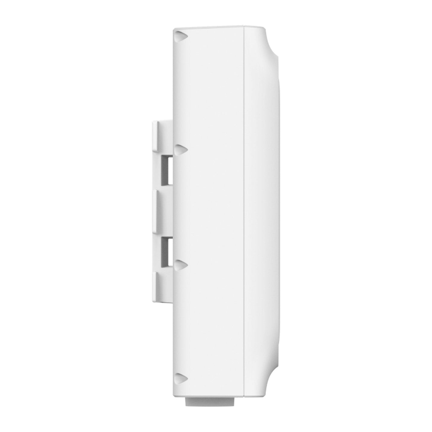 TP-Link Omada EAP772 WiFi 7 udendørs adgangspunkt BE11000 hvid, side, glatte kanter, tre ventilationsåbninger, lille knop nederst.