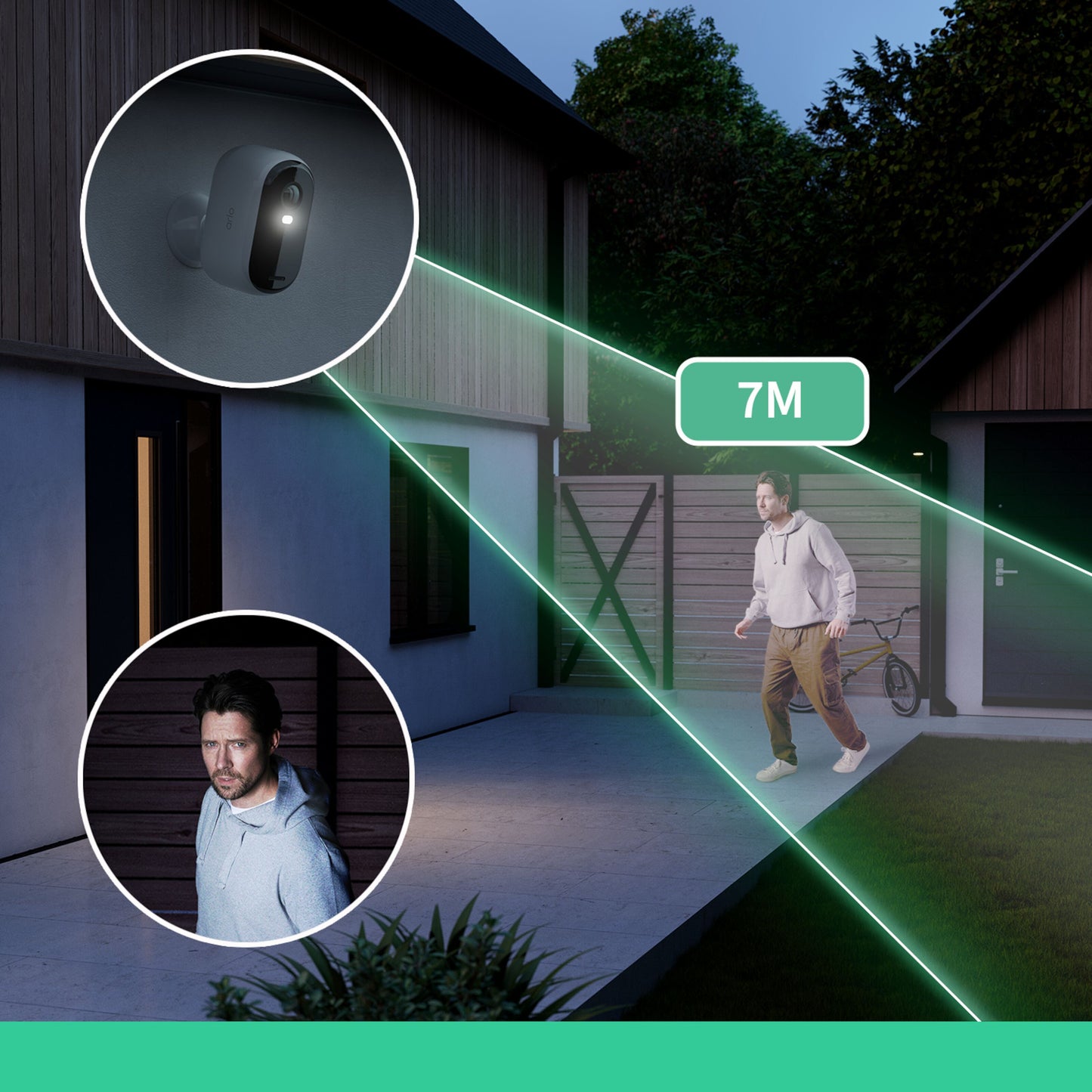 Arlo Essentiel HD XL Overvågningskamera 2-pakke, natdetektion af person op til 7 m, trådløst system monteret på væg.