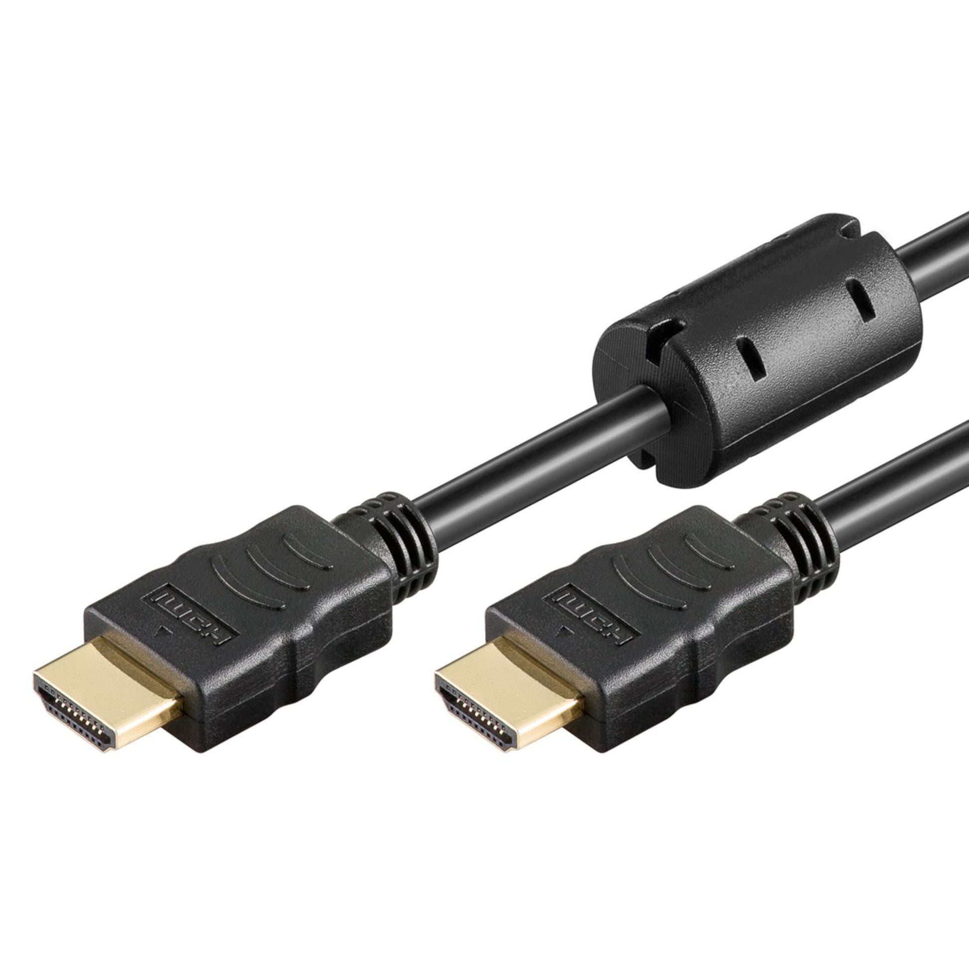 HDMI-kabel High Speed 15 m sort med guldbelagte stik og ferritkerne, understøtter 4K/60Hz.