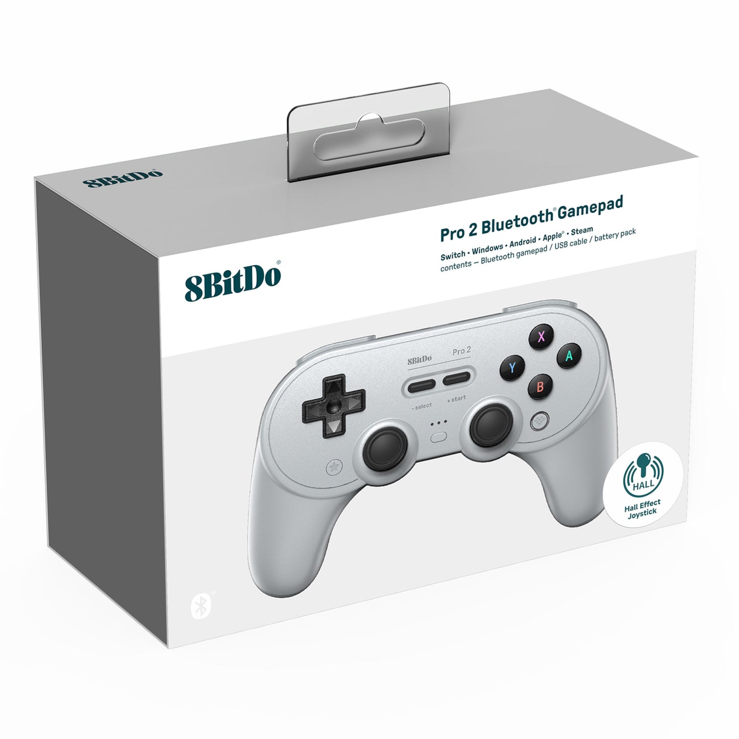 8Bitdo Pro 2 Bluetooth Hall Edition håndkontrol grå, Switch/Windows/Android/Steam kompatibel, Hall-effektsensor.