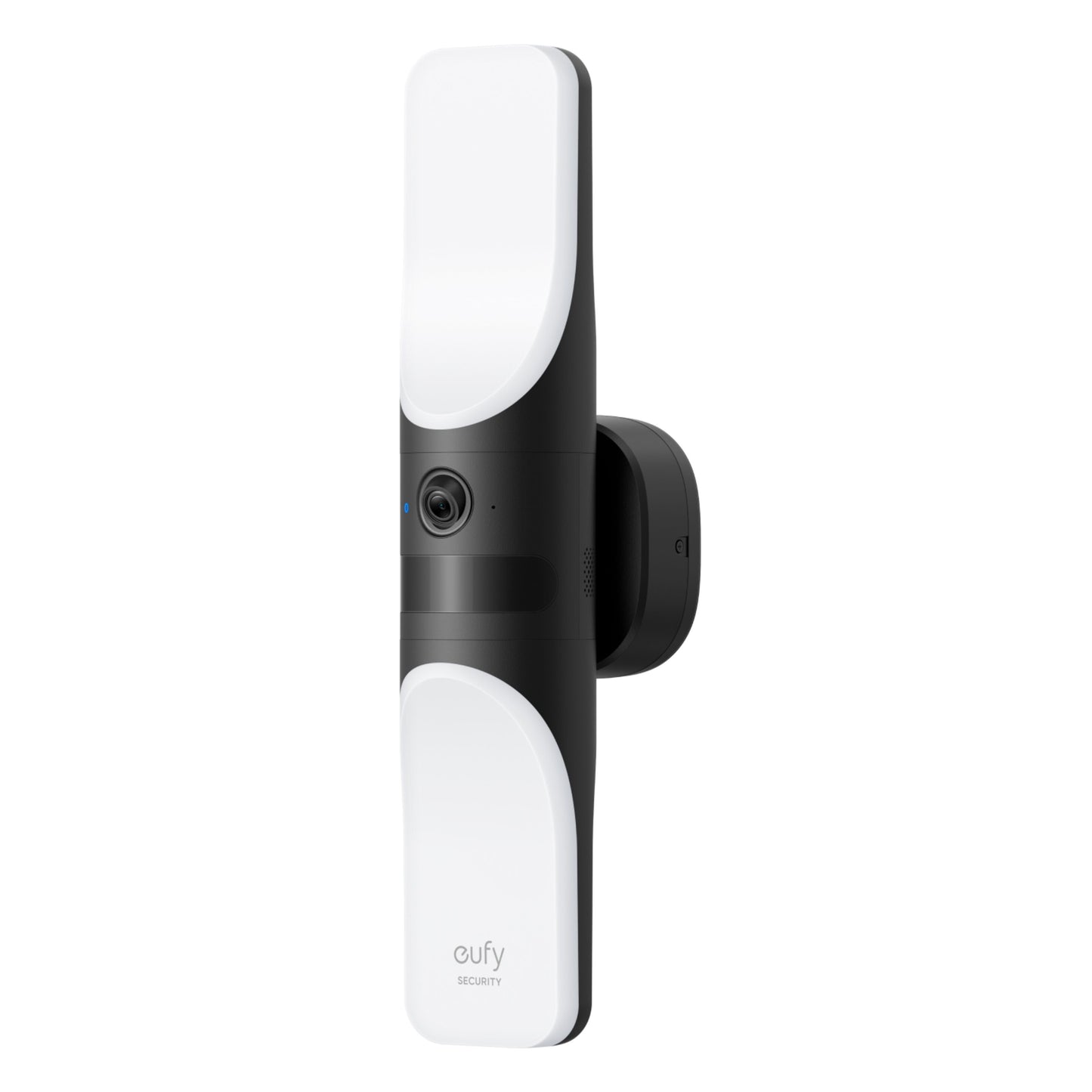 Eufy Væglampe med kamera S100, sort/hvid vertikal design, centreret linse, vægmonteret kamera.
