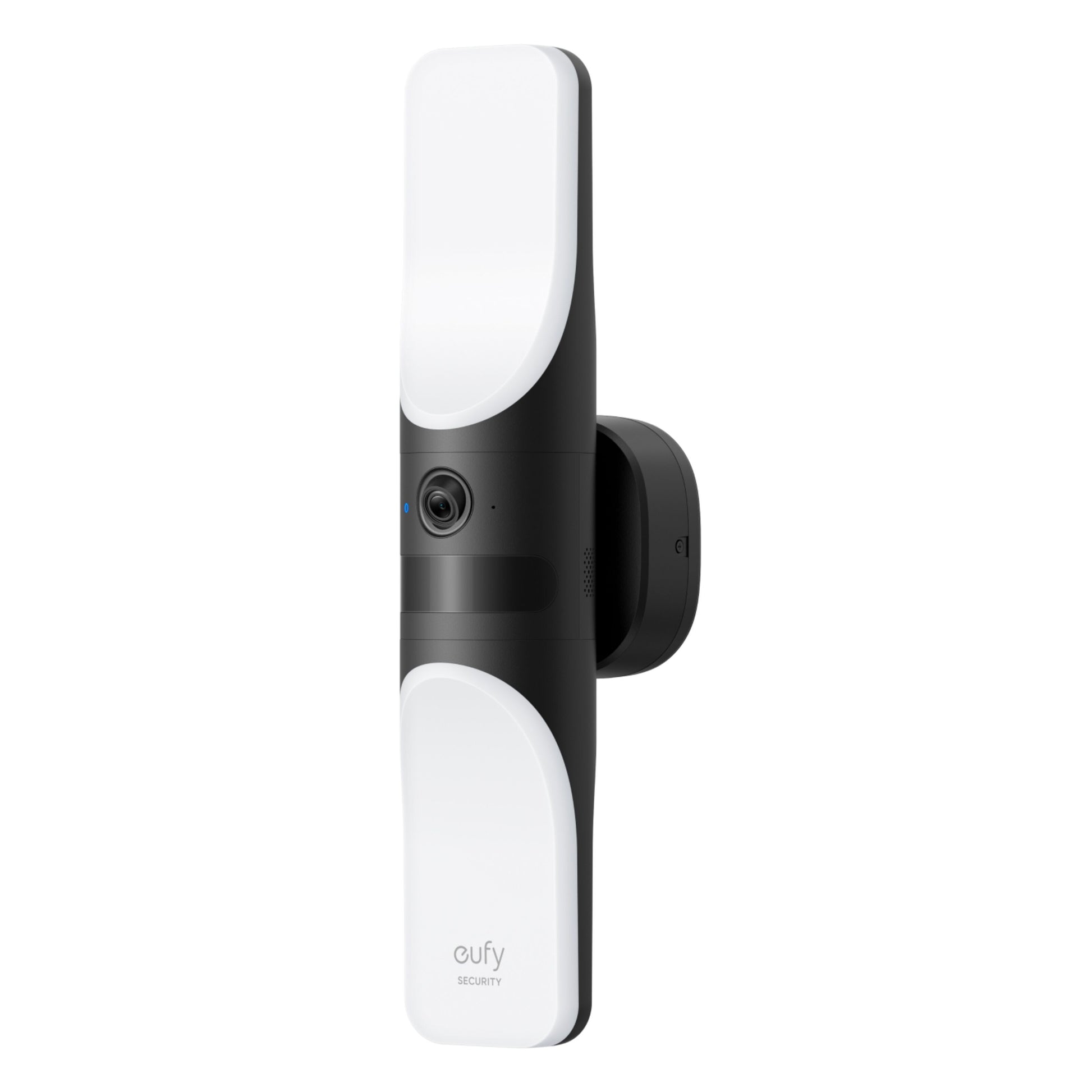 Eufy Væglampe med kamera S100, sort/hvid vertikal design, centreret linse, vægmonteret kamera.