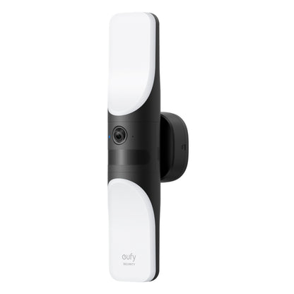 Eufy Væglampe med kamera S100, sort/hvid vertikal design, centreret linse, vægmonteret kamera.