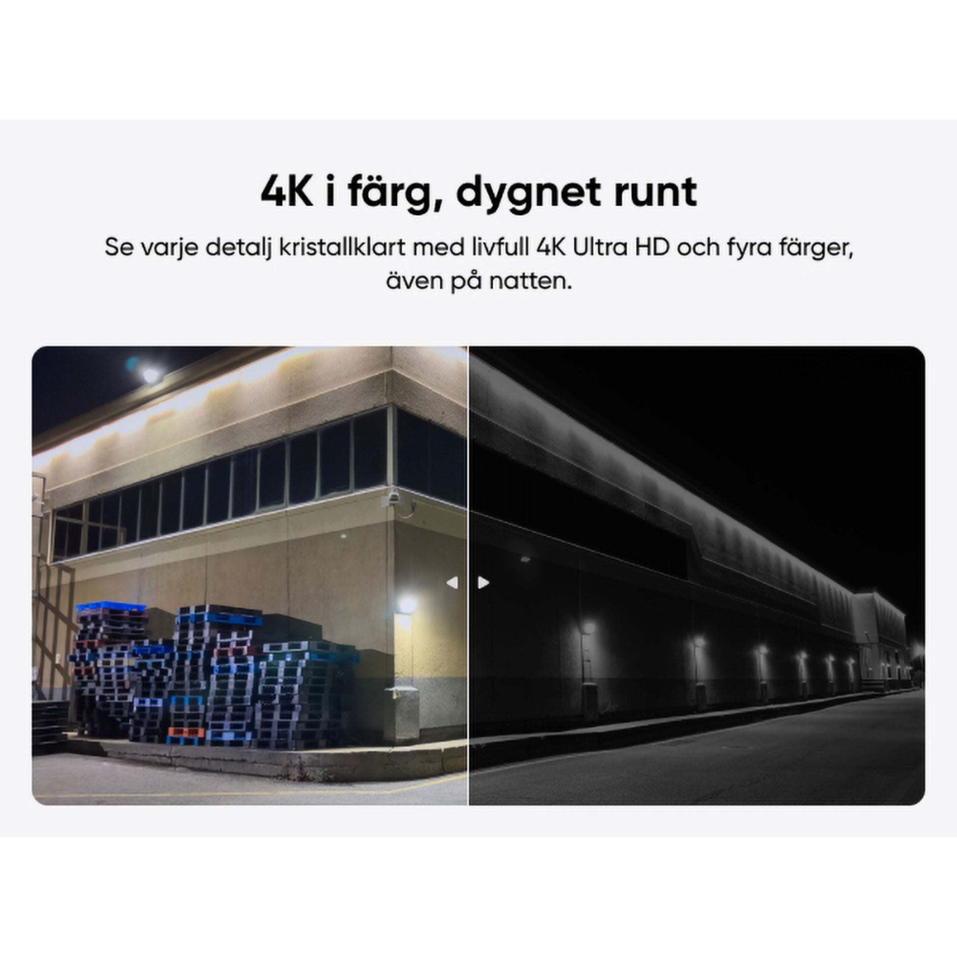 Eufy 4G LTE solcelledrevet overvågningskamera S330 natvisning, 4K Ultra HD farvesyn vs standard sort-hvid nattesyn splitview.