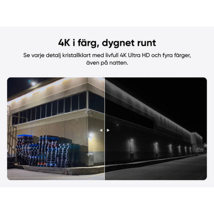 Eufy 4G LTE solcelledrevet overvågningskamera S330 natvisning, 4K Ultra HD farvesyn vs standard sort-hvid nattesyn splitview.