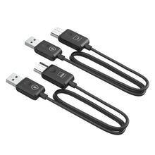 2 slags USB-kabler med USB-A i den ene ende og både USB-C og micro USB stik i den anden.