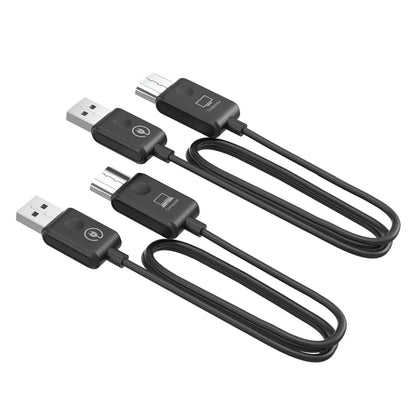 2 slags USB-kabler med USB-A i den ene ende og både USB-C og micro USB stik i den anden.
