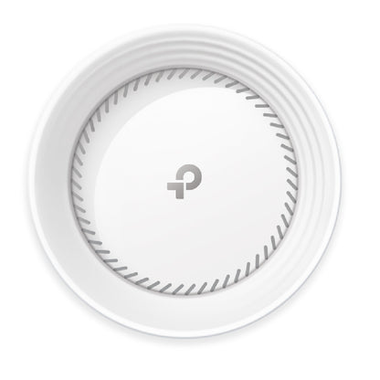 TP-Link Deco BE65-5G BE9300 mesh-node 1-pack hvid rund loftmonteret access point med logo og grå linjer, 5G support.