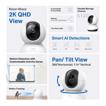 TP-Link Tapo C220 pan/tilt AI trådløst overvågningskamera 2K QHD, privatlivstilstand, tovejs lyd, 512GB, nattesyn.