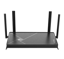 TP-Link Archer BE230 trådløs router Wifi 7 BE3600 sort med fire opretstående antenner, perforeret top, TP-Link logo.