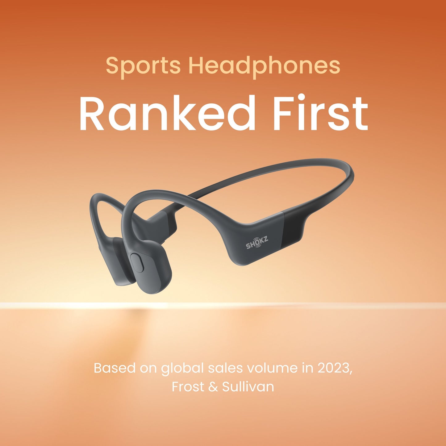 Shokz OpenRun trådløse hovedtelefoner USB-C sort sportsmodel.