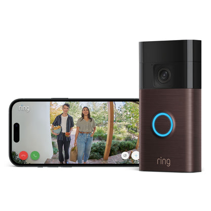Ring batteridrevet video-dørklokke venetiansk bronze med kamera, bevægelsessensor, farve-nattesyn, visning på smartphone.