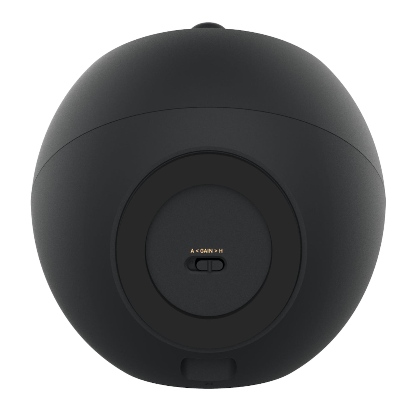 Creative Pebble V3 computerhøjttaler, sort, rund med centreret GAIN-knap, matte detaljer, USB-C og Bluetooth.