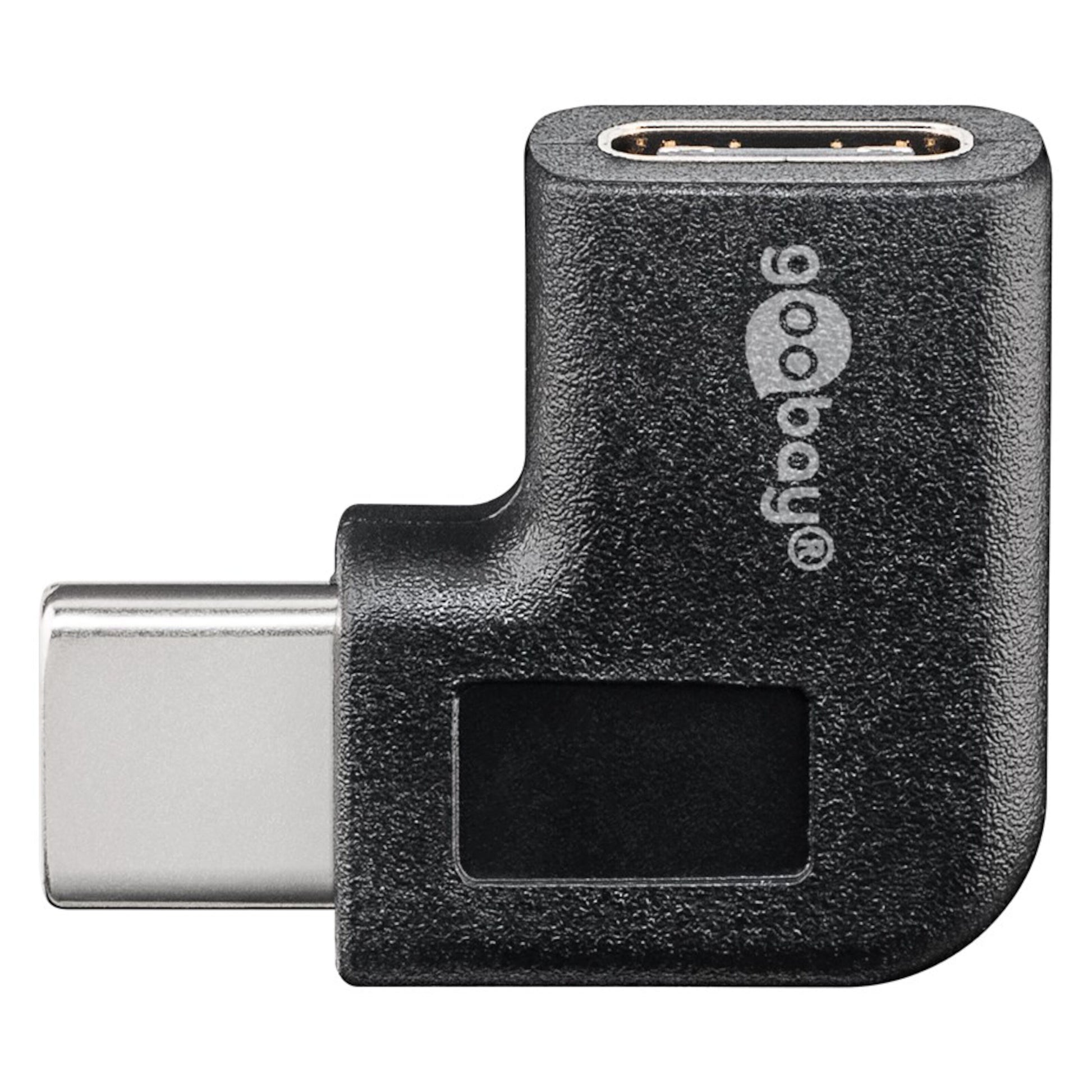 USB-C vinkeladapter 90°, sort, han til hun USB-C port.