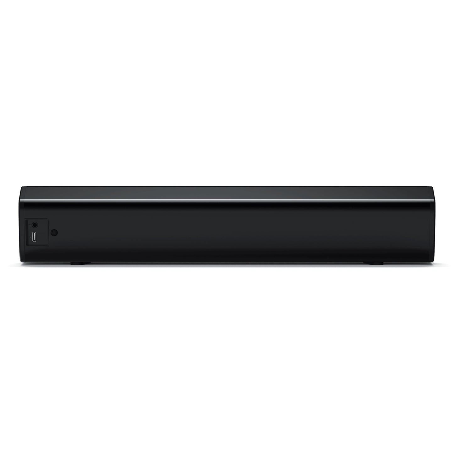 Creative Scene Air V2 sort rektangulær Bluetooth soundbar med USB-port og lille rund knap bagpå venstre side.