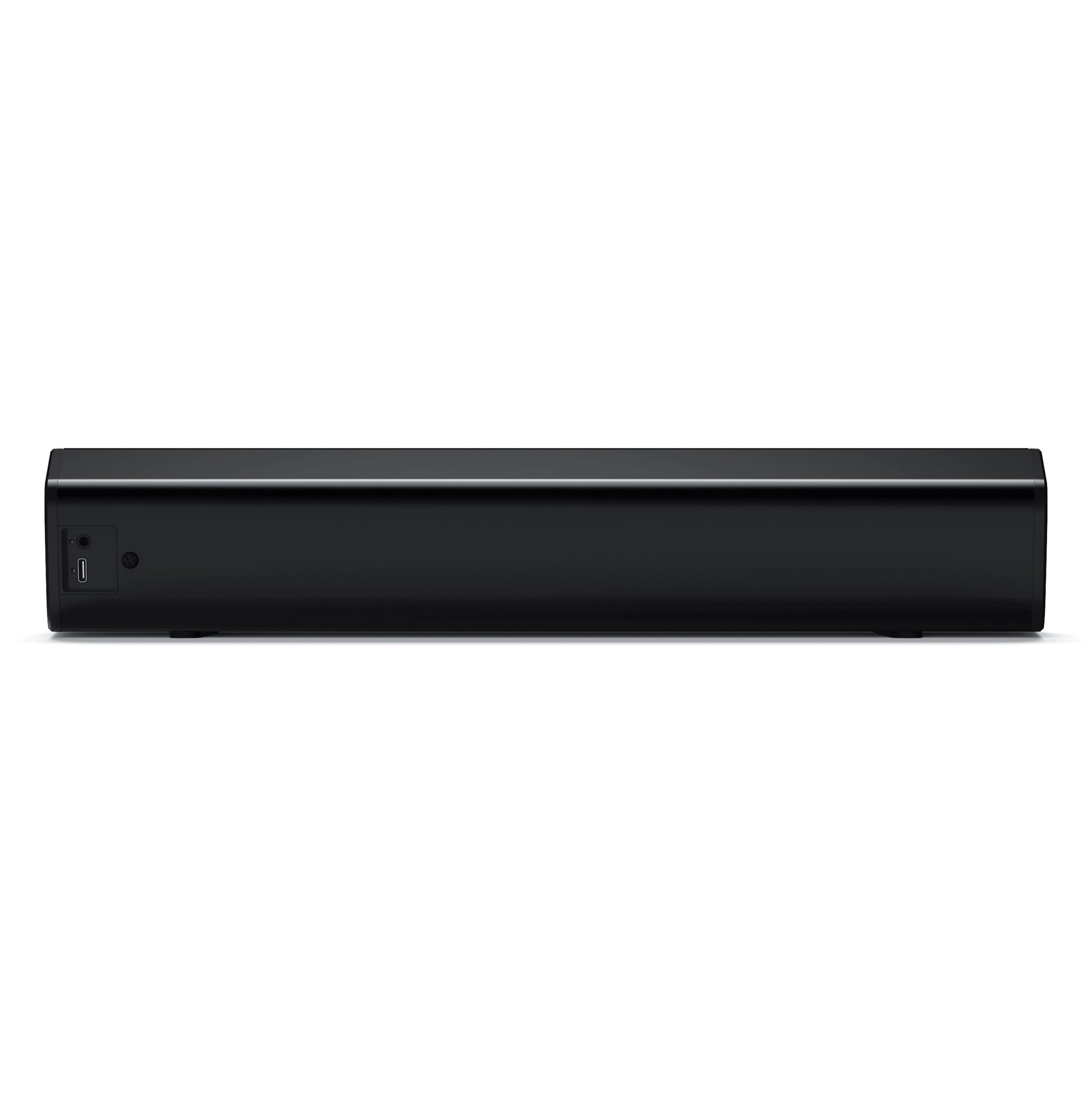 Creative Scene Air V2 sort rektangulær Bluetooth soundbar med USB-port og lille rund knap bagpå venstre side.