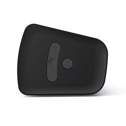 Creative Scene Air V2 sort kompakt Bluetooth-soundbar med tre knapper: lydstyrke op, tænd/sluk og Bluetooth.