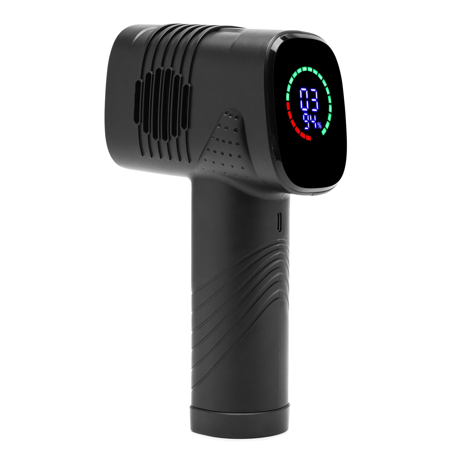 Plexgear CC1000 kombineret luftdæmper og luftpumpe, sort håndholdt med digitalt display og farvede indikatorer.