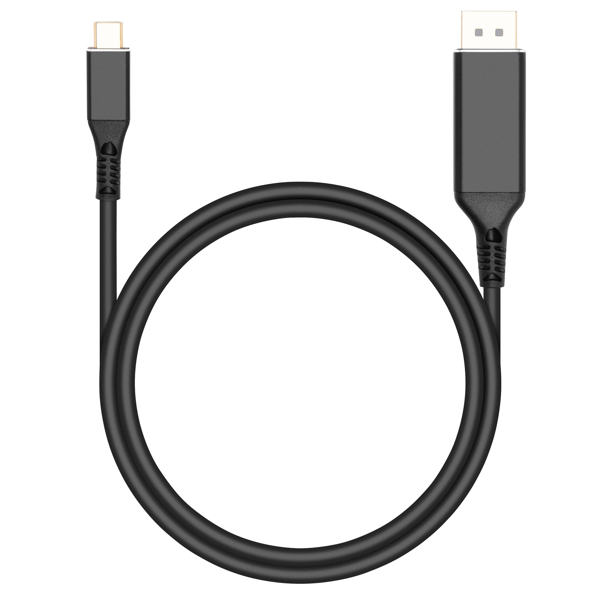 USB-C til DisplayPort kabel 1m sort med USB-C og DisplayPort stik understøtter 4K 60Hz.