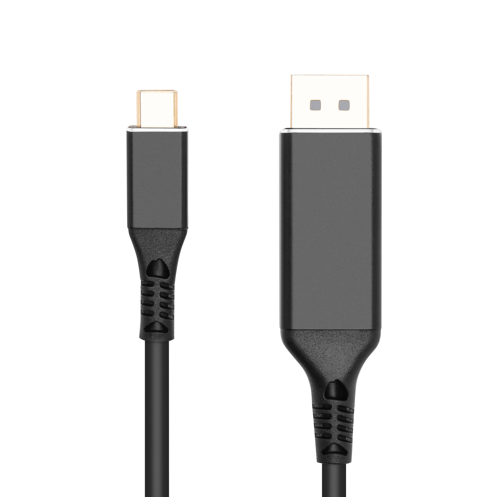 USB-C til DisplayPort kabel 2 m sort, USB-C i den ene ende og DisplayPort i den anden, understøtter 4K 60 Hz Alt Mode.
